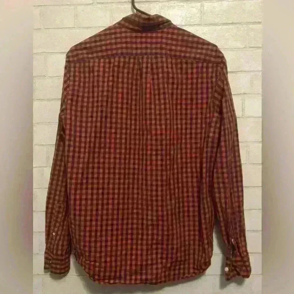 J Crew secret wash red gingham organic cotton size Medium